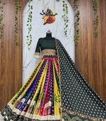 Multi digital print & Mirror Cotton Lahenga Choli Set