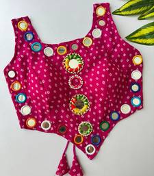 Rani pink navratri bandhani mirror work blouse