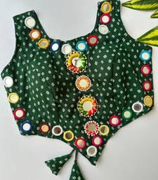 Green navratri bandhani mirror work blouse