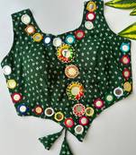 Green navratri bandhani mirror work blouse