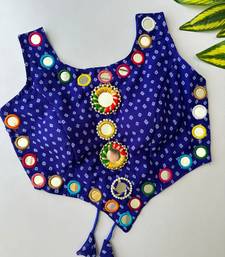 Blue navratri bandhani mirror work blouse