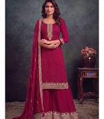 festival wear pink palaazo suit set for women silk blend 