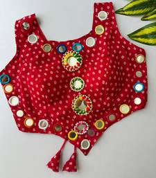 Red navratri bandhani mirror work blouse
