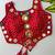 Red navratri bandhani mirror work blouse