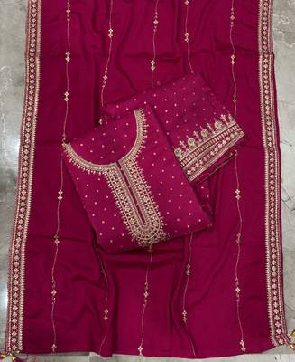 festival wear pink palaazo suit set for women silk blend  3