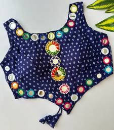 Navy blue navratri bandhani mirror work blouse
