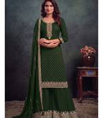 festival wear green palaazo suit set for women silk blend 