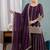 Wine purple embroidery crunchy silk full stitched sarara plazo