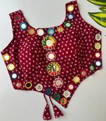 Wine navratri bandhani mirror work blouse