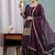Wine purple embroidery crunchy silk full stitched sarara plazo