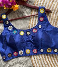 Blue bollywood style navratri mirror work blouse
