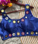 Blue bollywood style navratri mirror work blouse