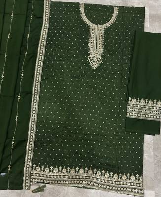 festival wear green palaazo suit set for women silk blend  4
