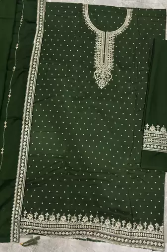 festival wear green palaazo suit set for women silk blend 