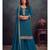 festival wear aqua blue palaazo suit set for women silk blend 