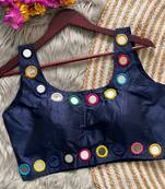 Navy blue bollywood style navratri mirror work blouse
