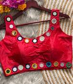 Red bollywood style navratri mirror work blouse