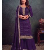 festival wear purple palaazo suit set for women silk blend 