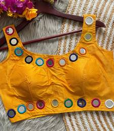Yellow bollywood style navratri mirror work blouse