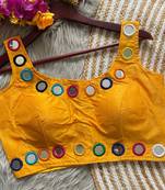 Yellow bollywood style navratri mirror work blouse
