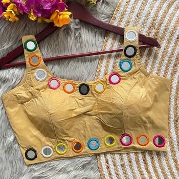 Gold bollywood style navratri mirror work blouse 2
