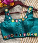 Blue bollywood style navratri mirror work blouse