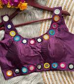 Purple bollywood style navratri mirror work blouse
