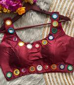 Maroon bollywood style navratri mirror work blouse