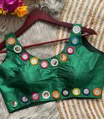 Green bollywood style navratri mirror work blouse