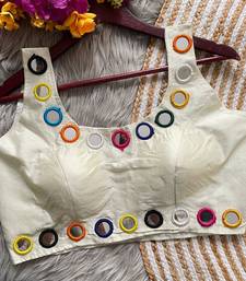 White bollywood style navratri mirror work blouse