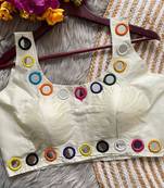 White bollywood style navratri mirror work blouse