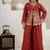 Rust embroidery roman silk full stitched sarara plazo