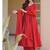 Red embroidery brocade full stitched anarkali suit