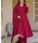 Rani pink embroidery brocade full stitched anarkali suit