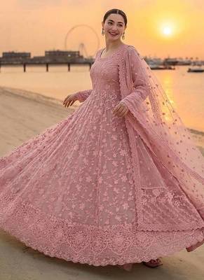 Light Pink Color Embroidery Work Faux Georgette salwar Suit 2