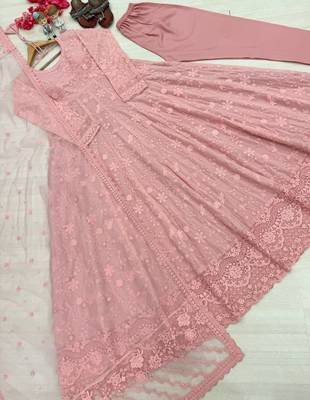 Light Pink Color Embroidery Work Faux Georgette salwar Suit 3