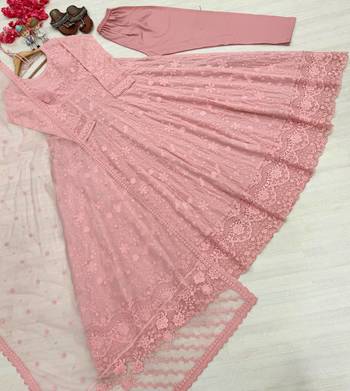 Light Pink Color Embroidery Work Faux Georgette salwar Suit 4