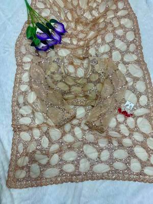 Golden net embroidered saree with sequins work 3