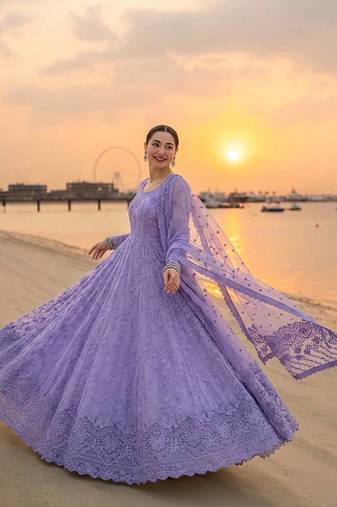 Purple Color Embroidery Work Faux Georgette salwar Suit