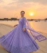 Purple Color Embroidery Work Faux Georgette salwar Suit