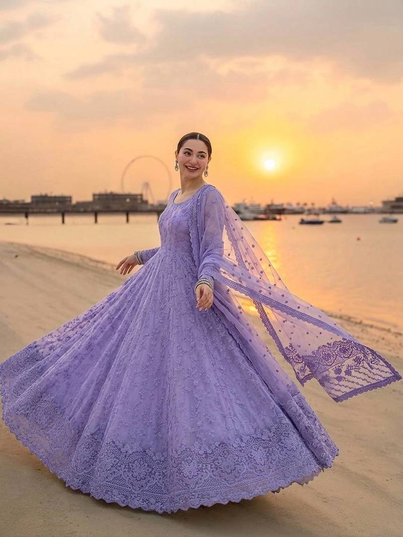 Purple Color Embroidery Work Faux Georgette salwar Suit