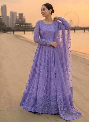 Purple Color Embroidery Work Faux Georgette salwar Suit 2