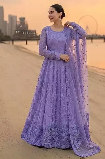 Purple Color Embroidery Work Faux Georgette salwar Suit