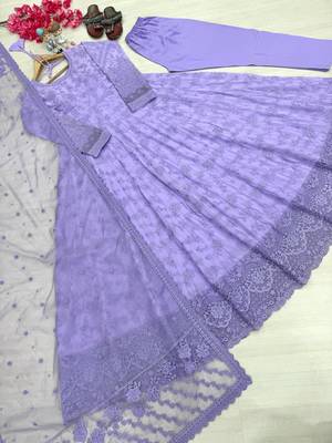 Purple Color Embroidery Work Faux Georgette salwar Suit 4