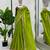 Green silk blend embroidered saree with sequins work