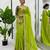 Green silk blend embroidered saree with sequins work