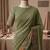 Olive georgette embroidered saree with thread work