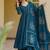 Teal blue embroidery brocade full stitched anarkali suit