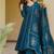Teal blue embroidery brocade full stitched anarkali suit