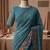 Teal georgette embroidered saree with thread work